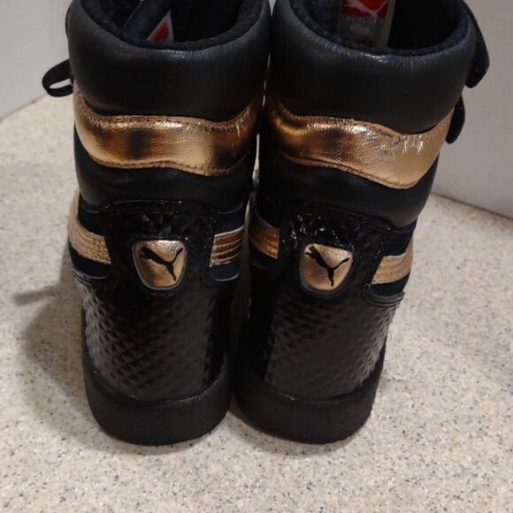 👍  Puma Sky Hidden Wedge Rose Gold and Black Sneakers.   Y2K  Size 5.5. S2. - Picture 4 of 4